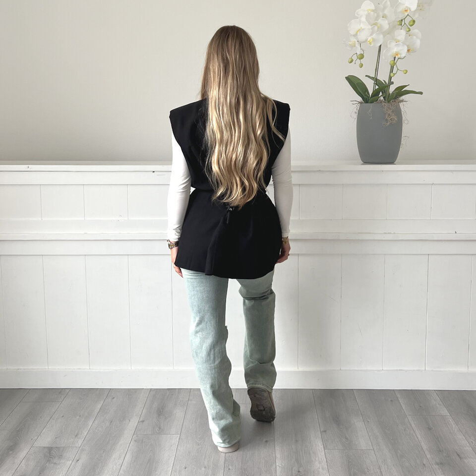Mouwloos Blazer Gilet Zwart