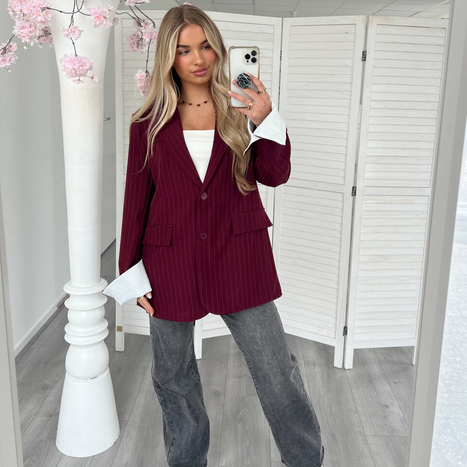 Dunne Strepen Blazer Bordeaux