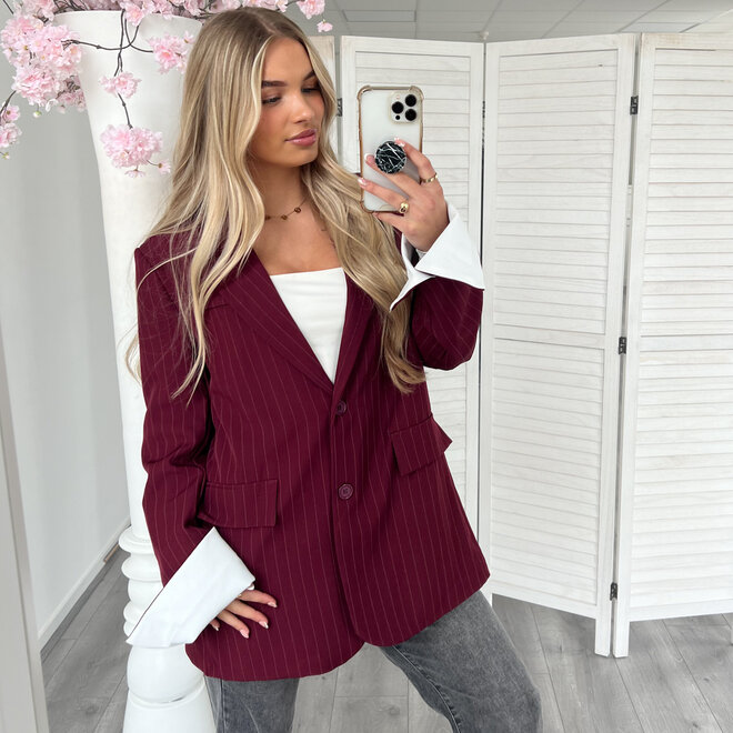 Dunne Strepen Blazer Bordeaux