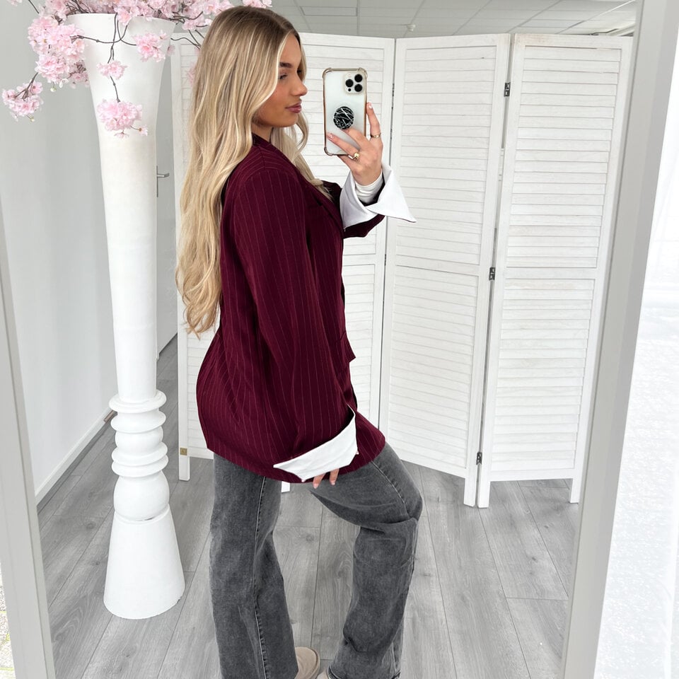 Dunne Strepen Blazer Bordeaux
