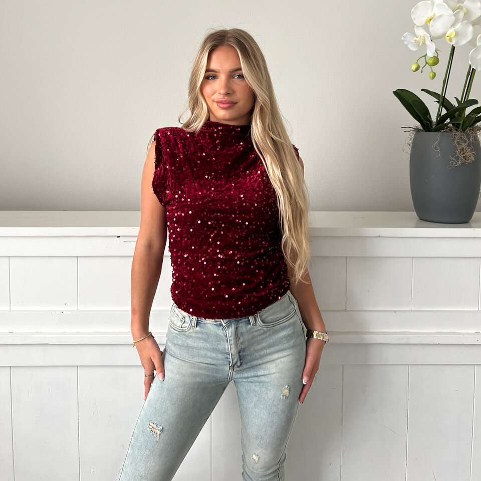Estelle Sparkle Top Bordeaux