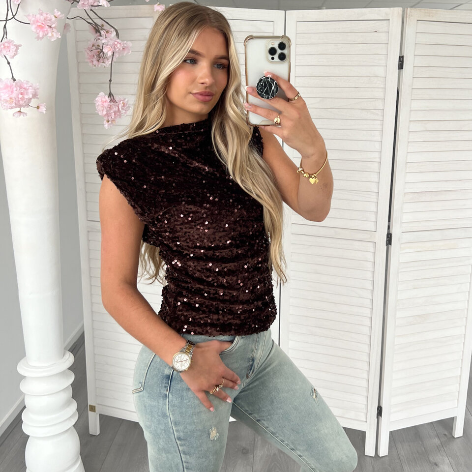 Estelle Sparkle Top Bruin
