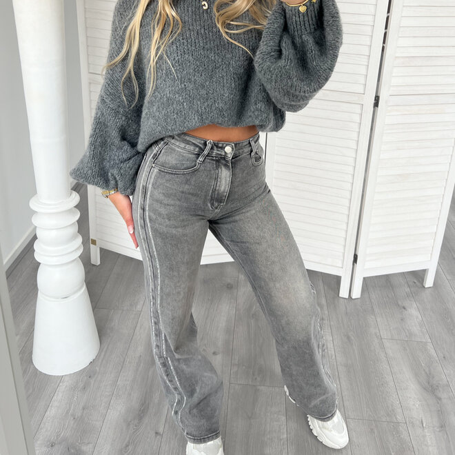 Kendra Wide Leg Jeans Grijs