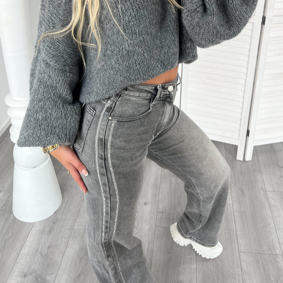 Kendra Wide Leg Jeans Grijs