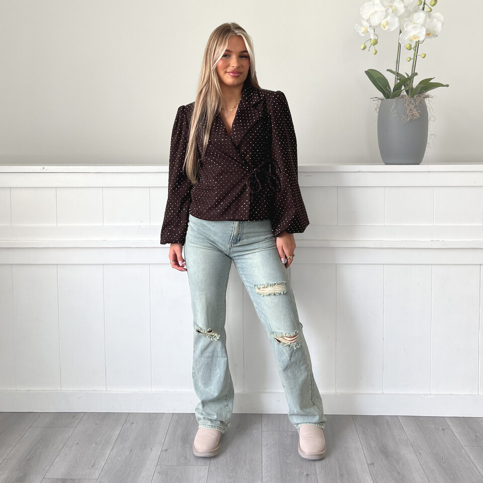 Sophie Glitter Blazer Bruin