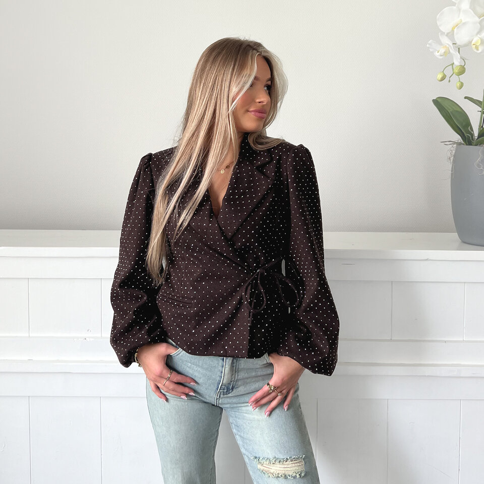 Sophie Glitter Blazer Bruin