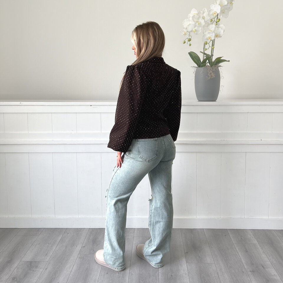 Sophie Glitter Blazer Bruin