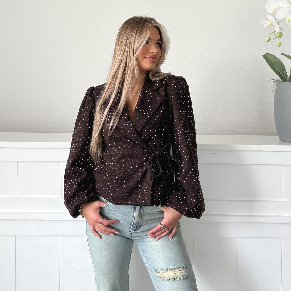 Sophie Glitter Blazer Bruin