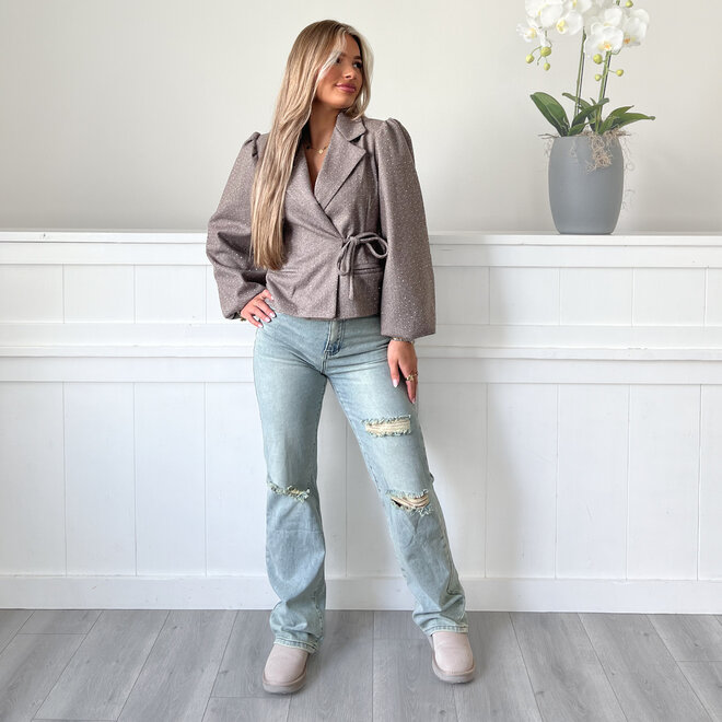 Sophie Glitter Blazer Taupe