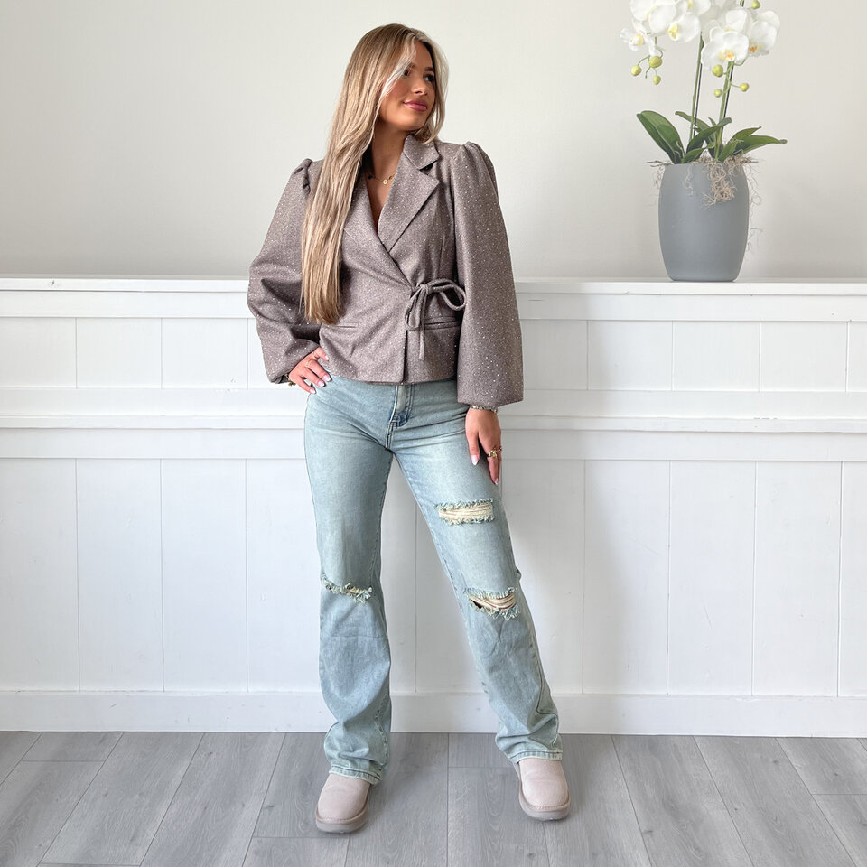 Sophie Glitter Blazer Taupe