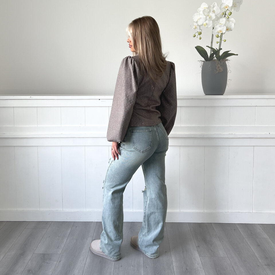 Sophie Glitter Blazer Taupe