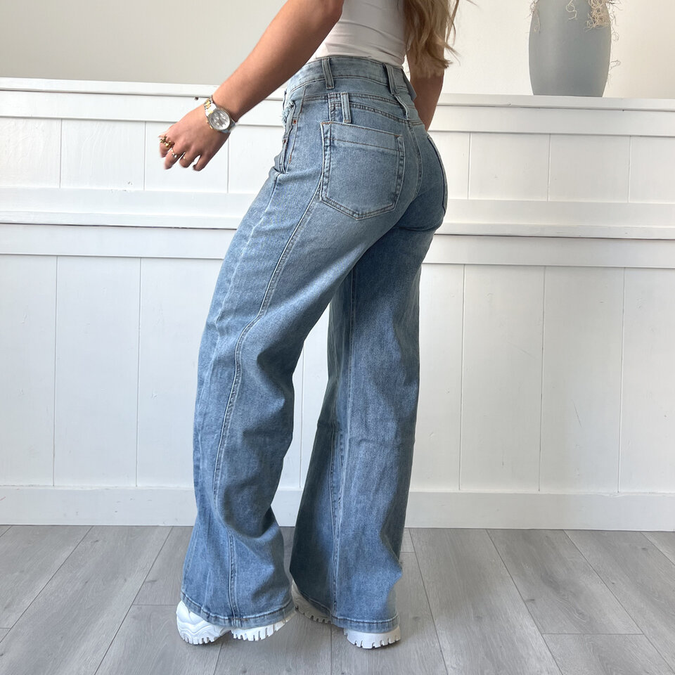 Bobbie Wide Leg Jeans Blauw
