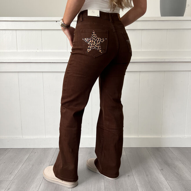Bruine Jeans Leopard Ster