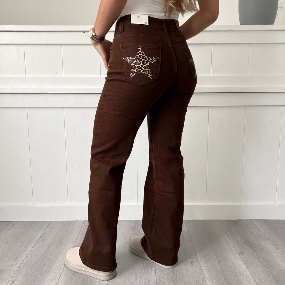 Bruine Jeans Leopard Ster