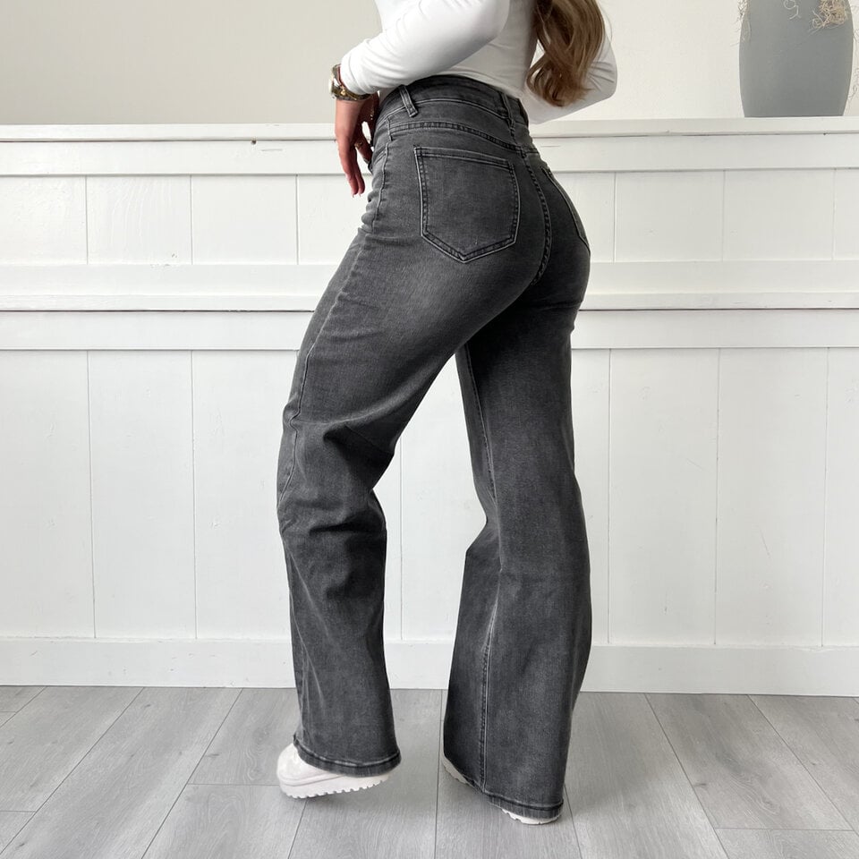 Julia Wide Leg Jeans Grijs