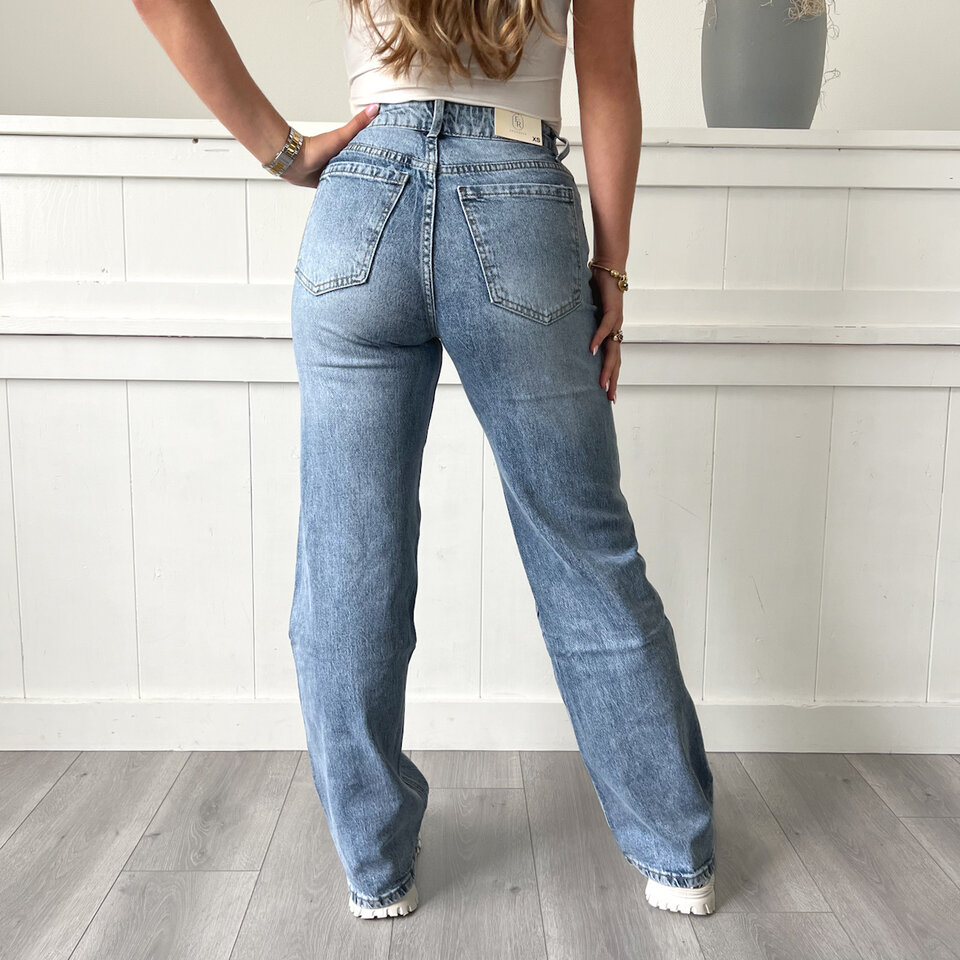 Maud Wide Leg Jeans Blauw