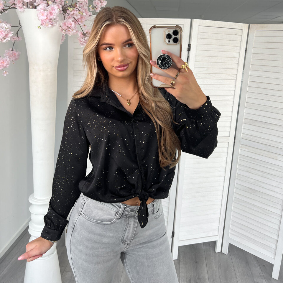 Satijnen Blouse Zwart