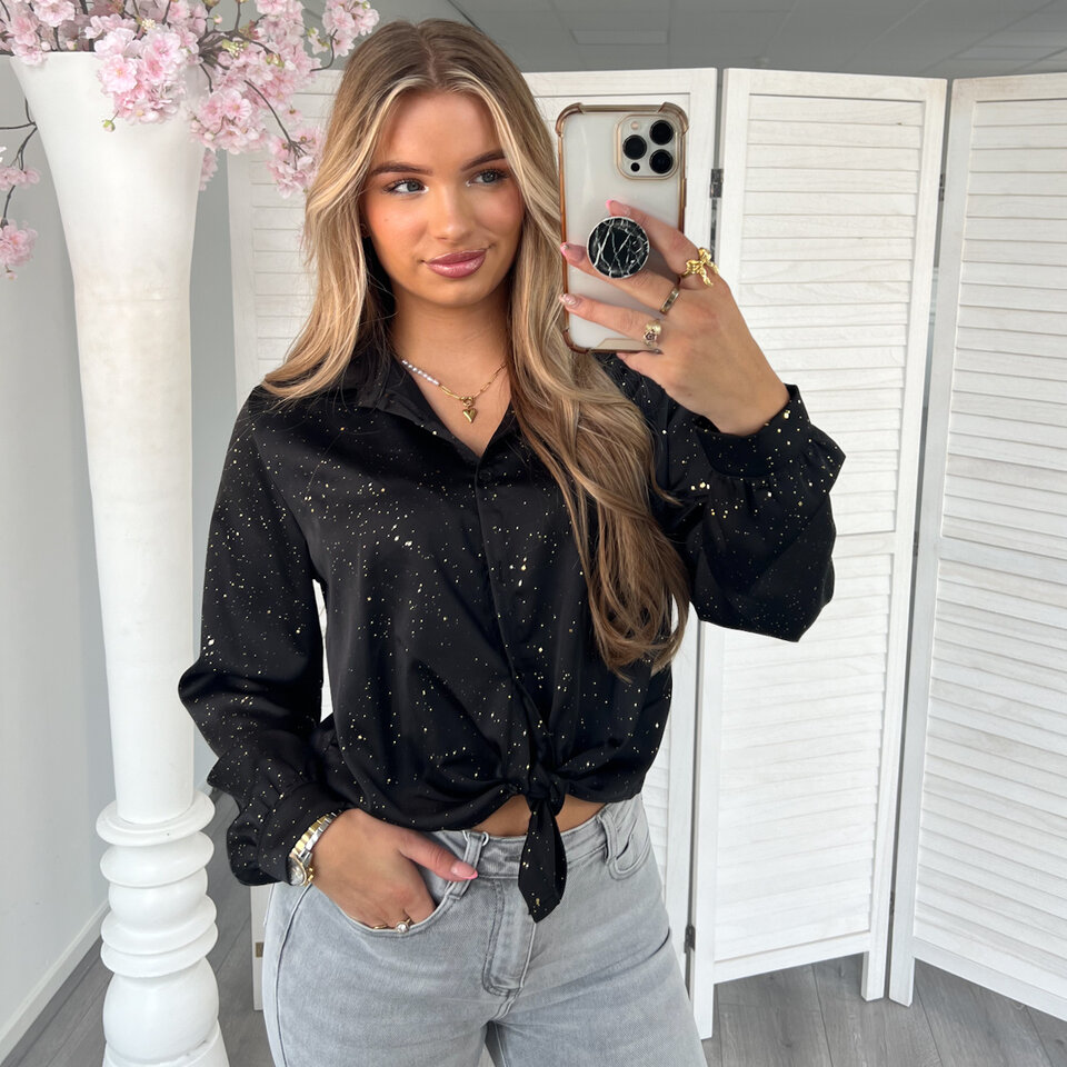 Satijnen Blouse Zwart