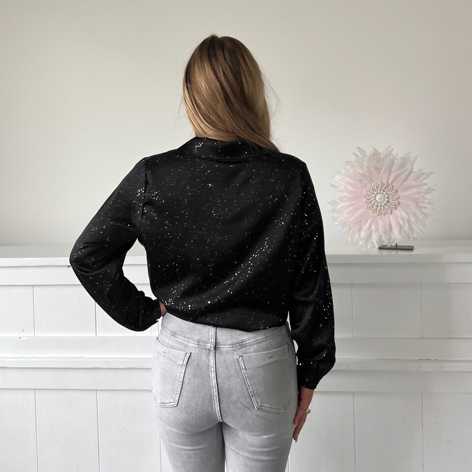Satijnen Blouse Zwart