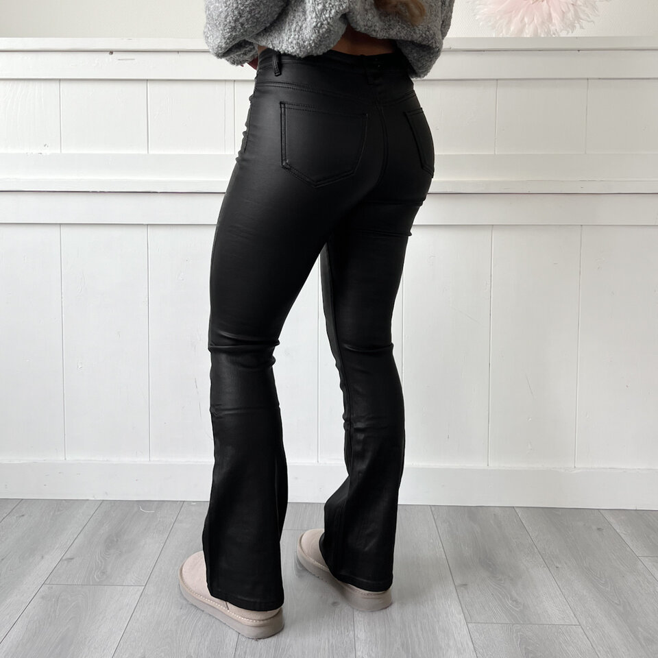 Coated Flared Jeans Zwart (petite)