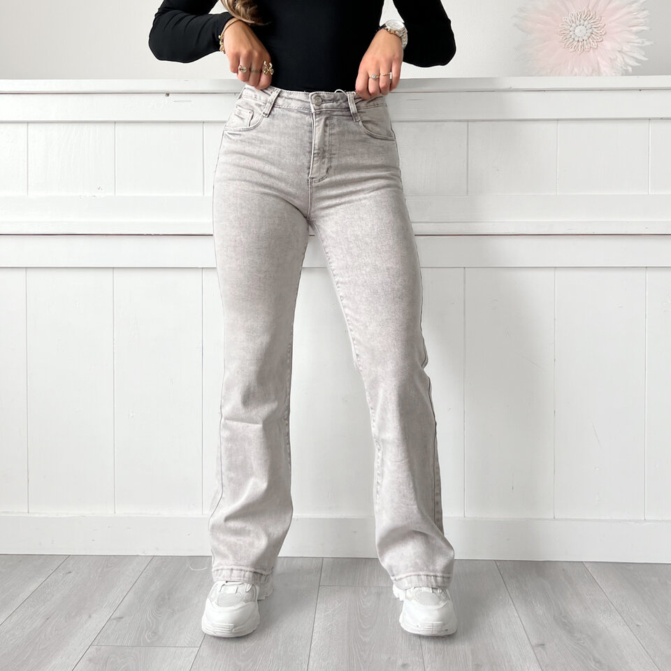 Bo Wide Leg Jeans Lichtgrijs
