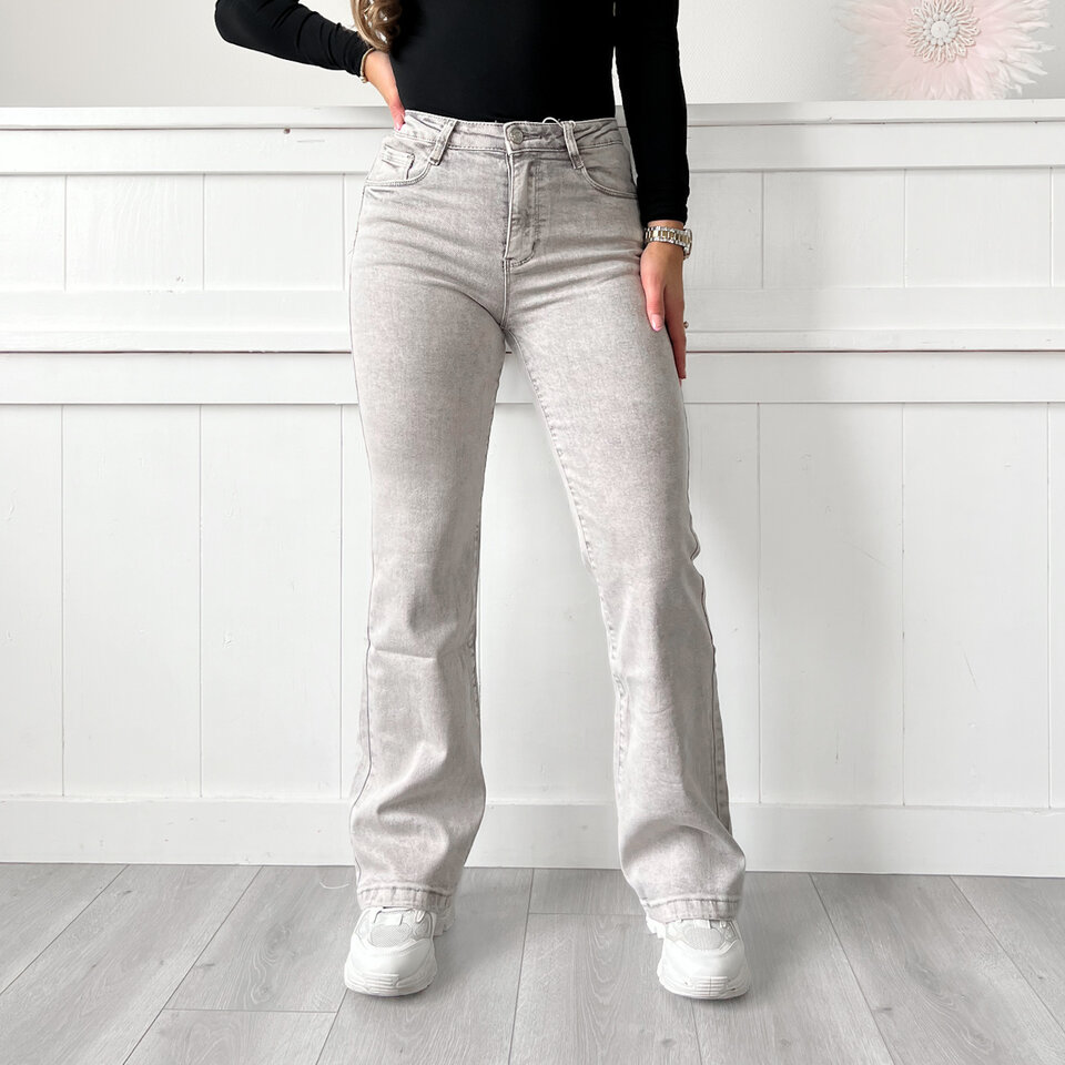 Bo Wide Leg Jeans Lichtgrijs