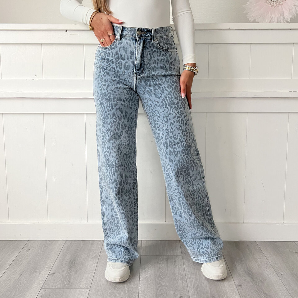 Blauwe Leopard Jeans