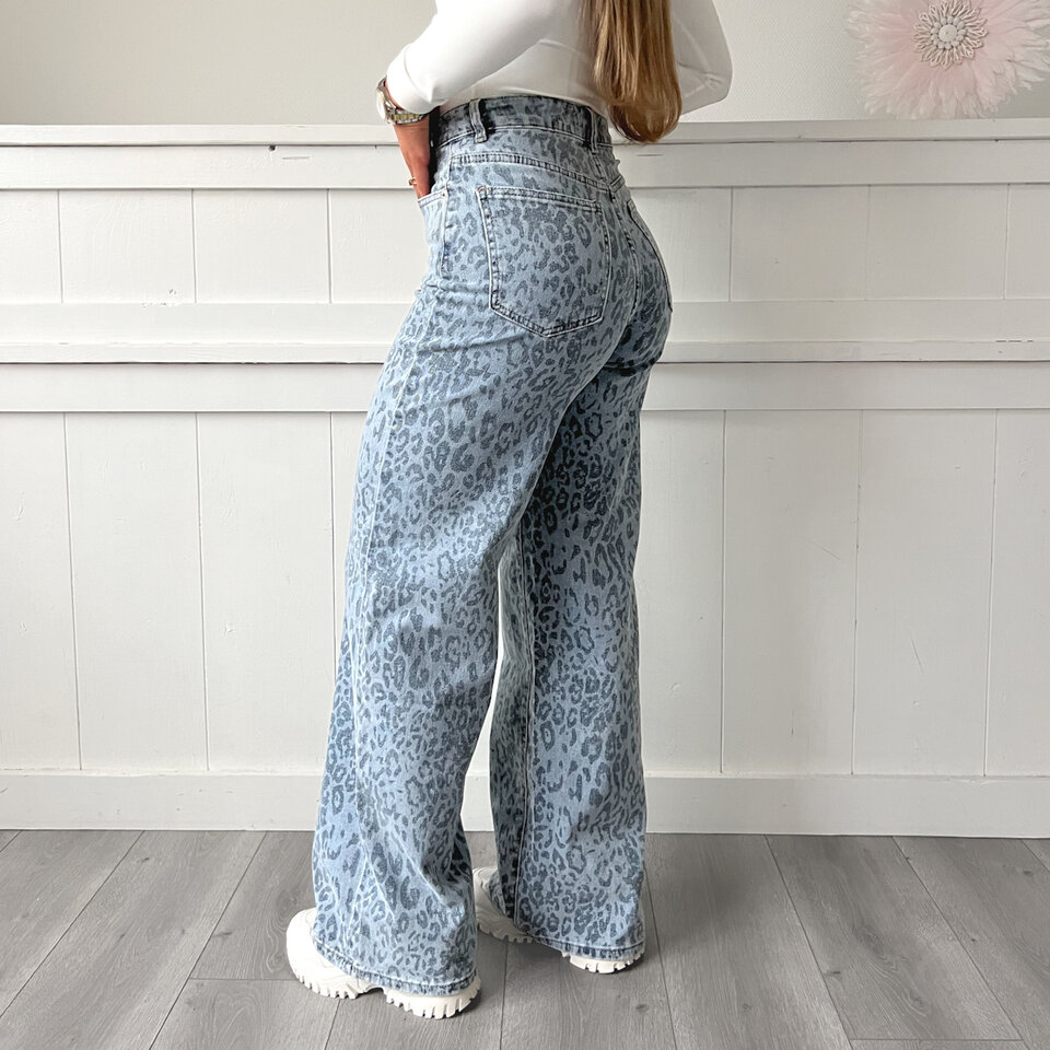 Blauwe Leopard Jeans