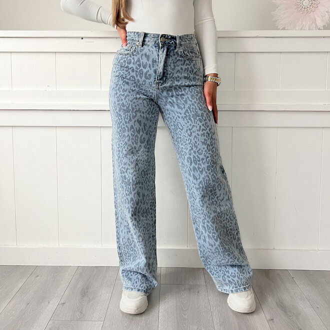 Blauwe Leopard Jeans