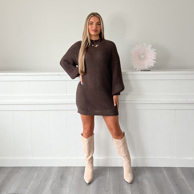 Anne Gebreid Tuniek Bruin