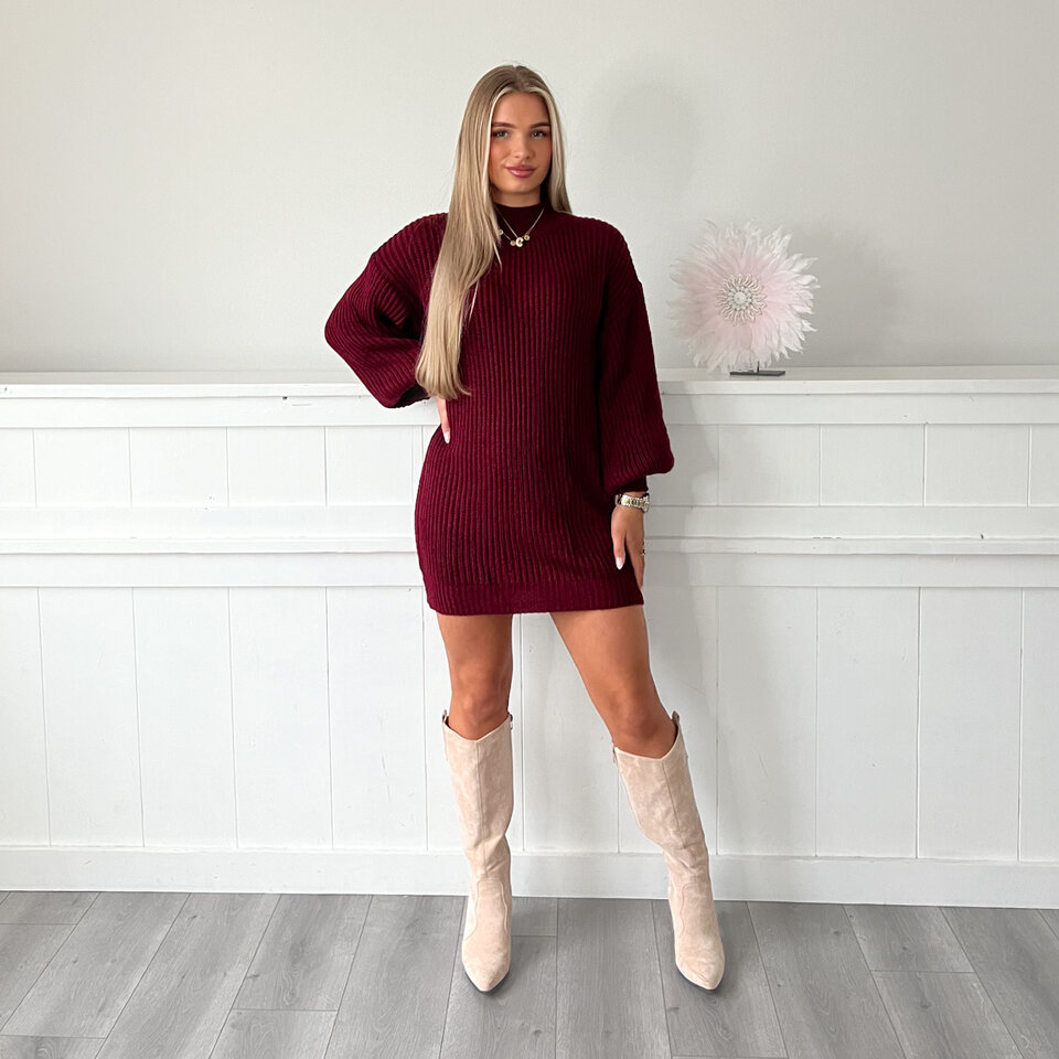 Anne Gebreid Tuniek Bordeaux