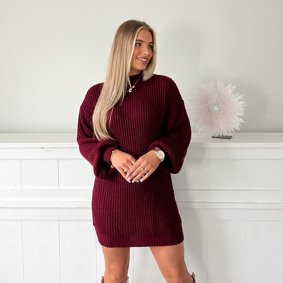 Anne Gebreid Tuniek Bordeaux