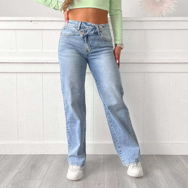 Elena Wide Leg Jeans Blauw