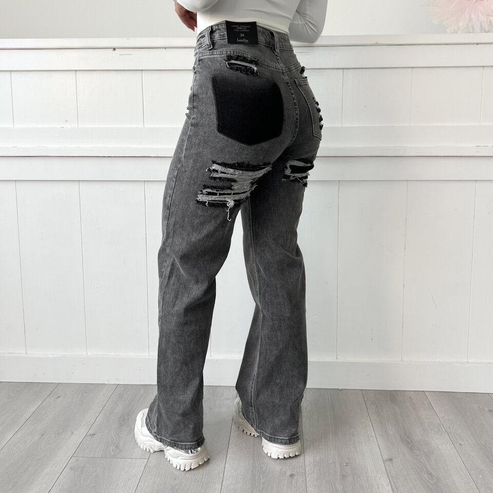 Marit Loose Straight Jeans Grijs