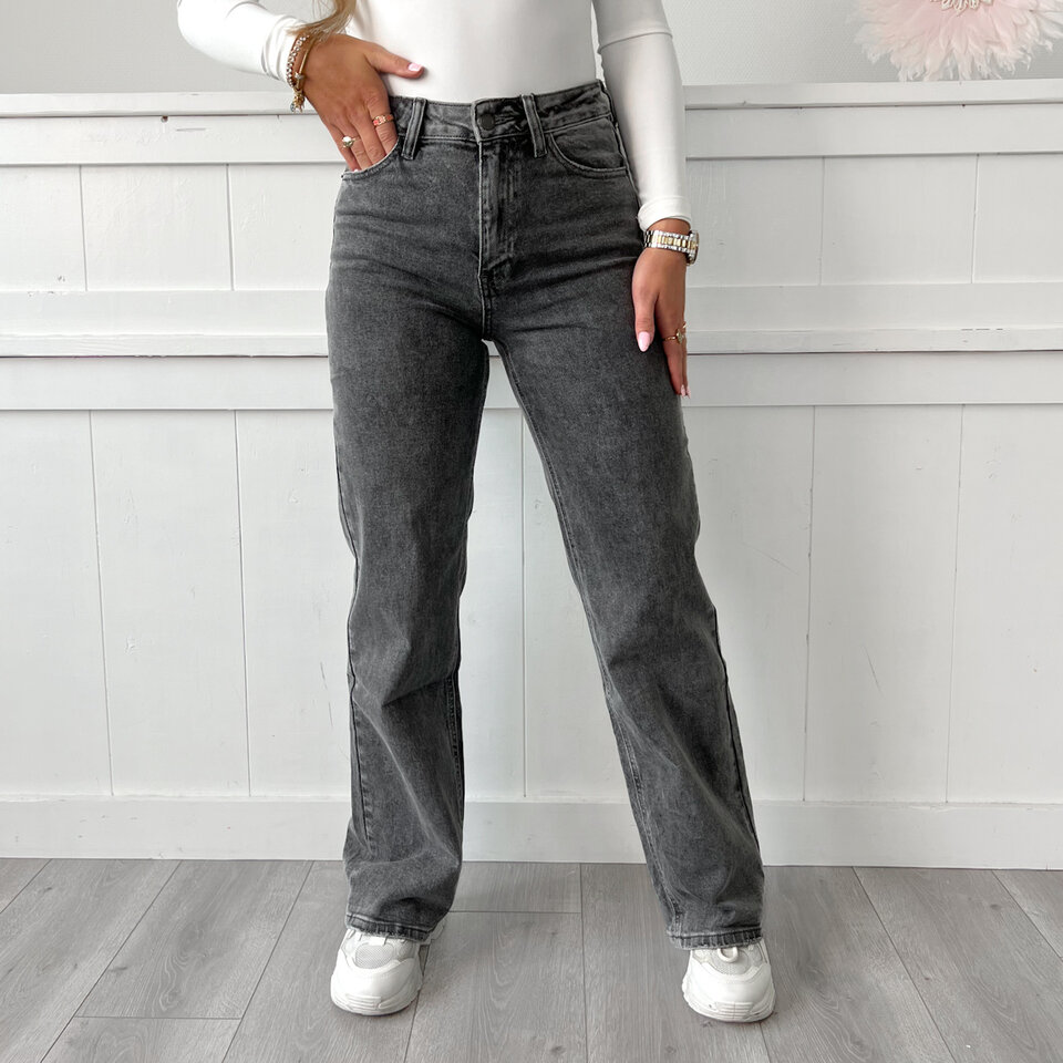 Marit Loose Straight Jeans Grijs