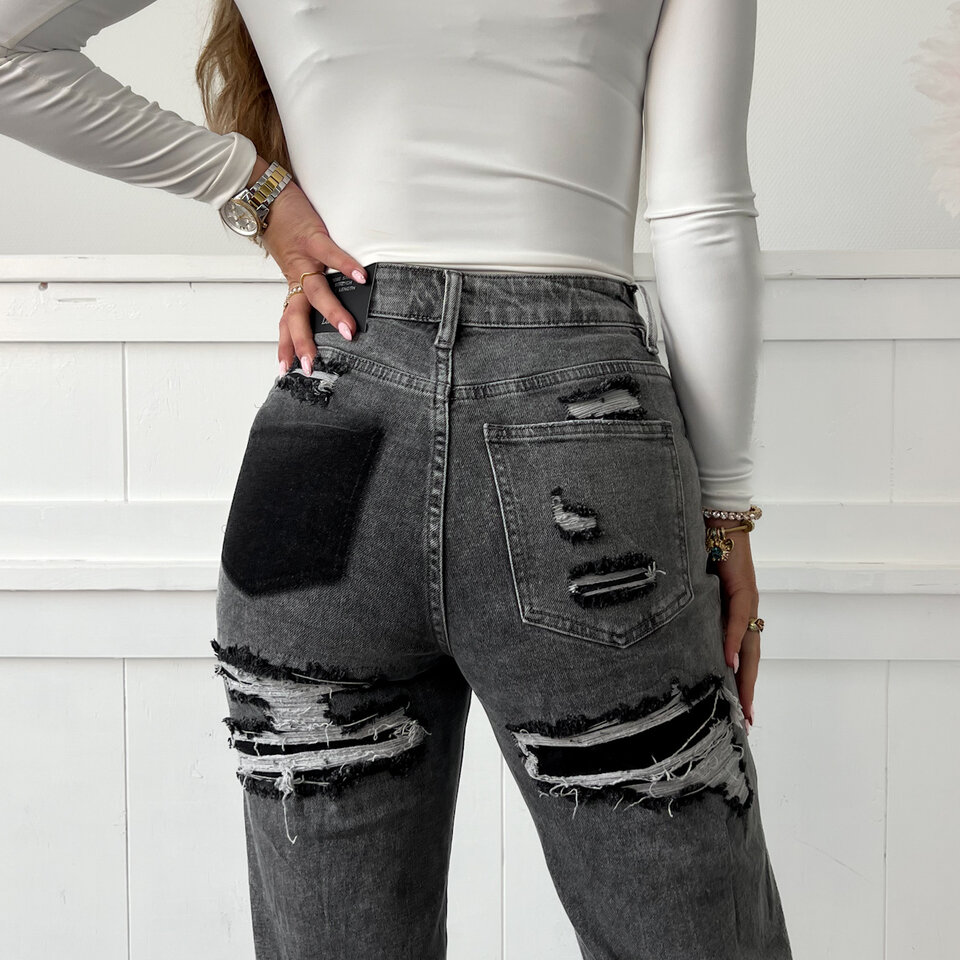 Marit Loose Straight Jeans Grijs