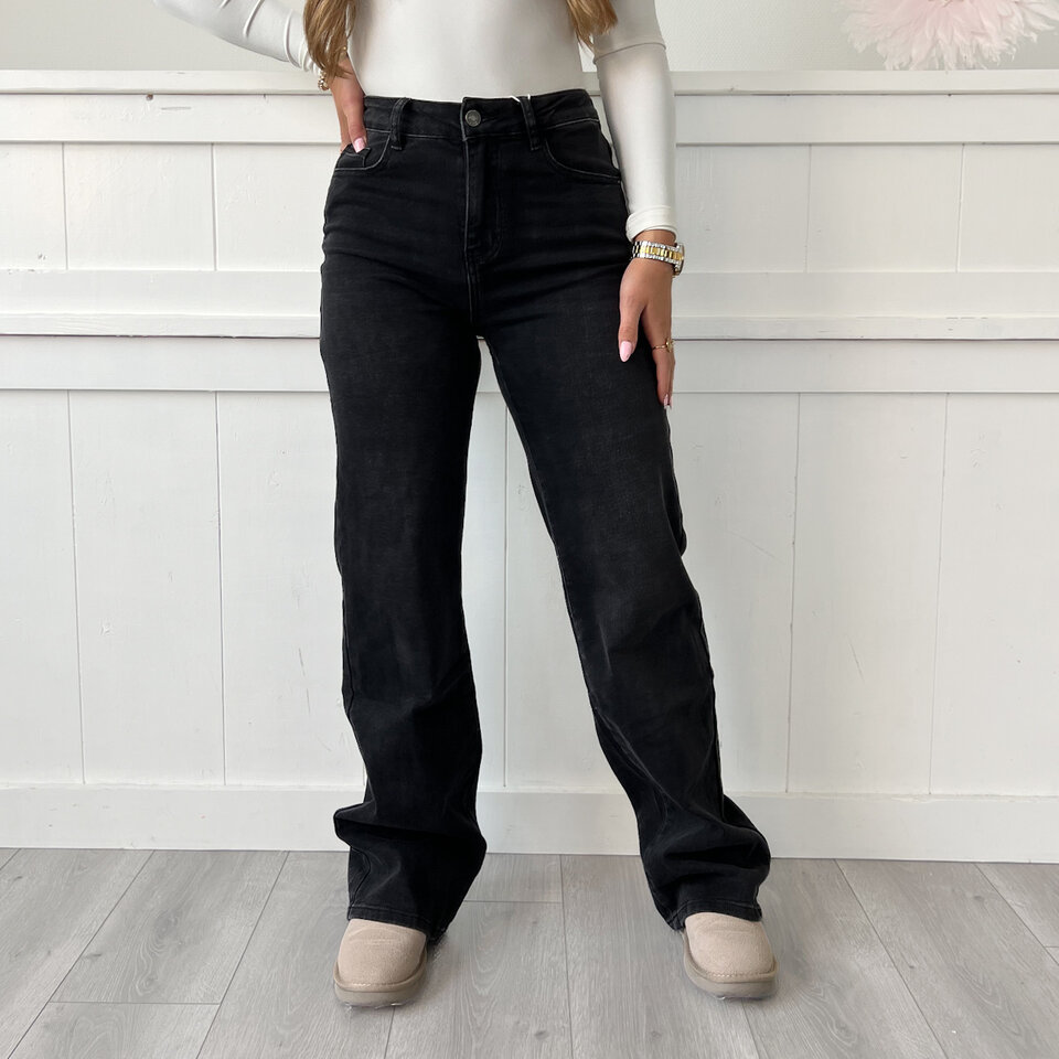 Kate Tall Wide Leg Jeans Zwart