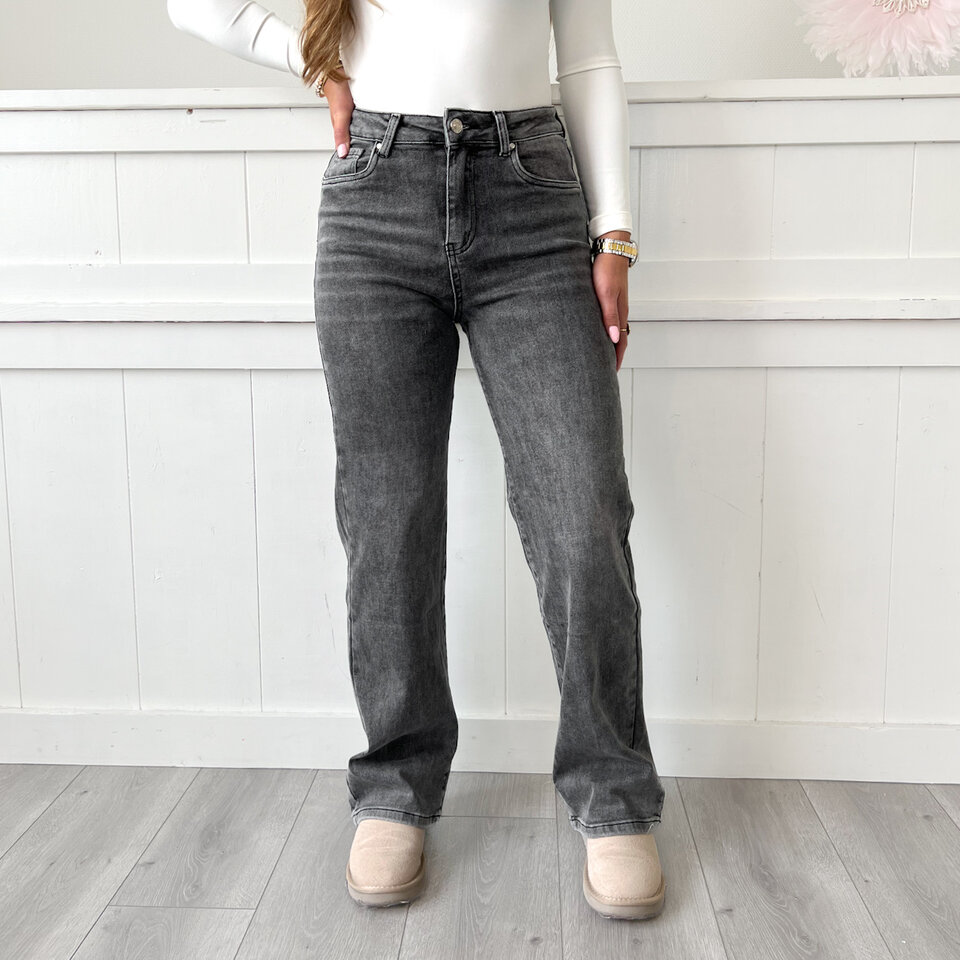 Carly Wide Leg Jeans Grijs