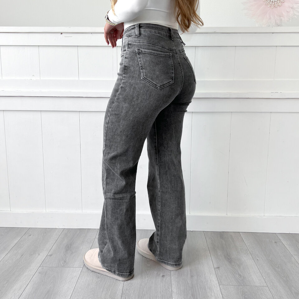 Carly Wide Leg Jeans Grijs