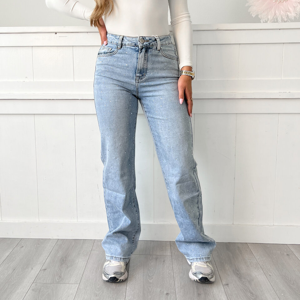 Mae Diamantjes Jeans Blauw