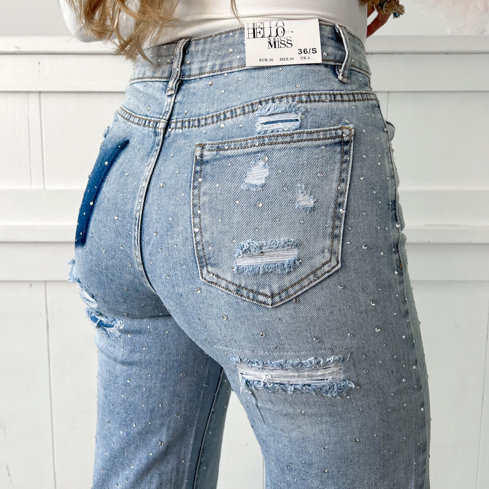 Mae Diamantjes Jeans Blauw