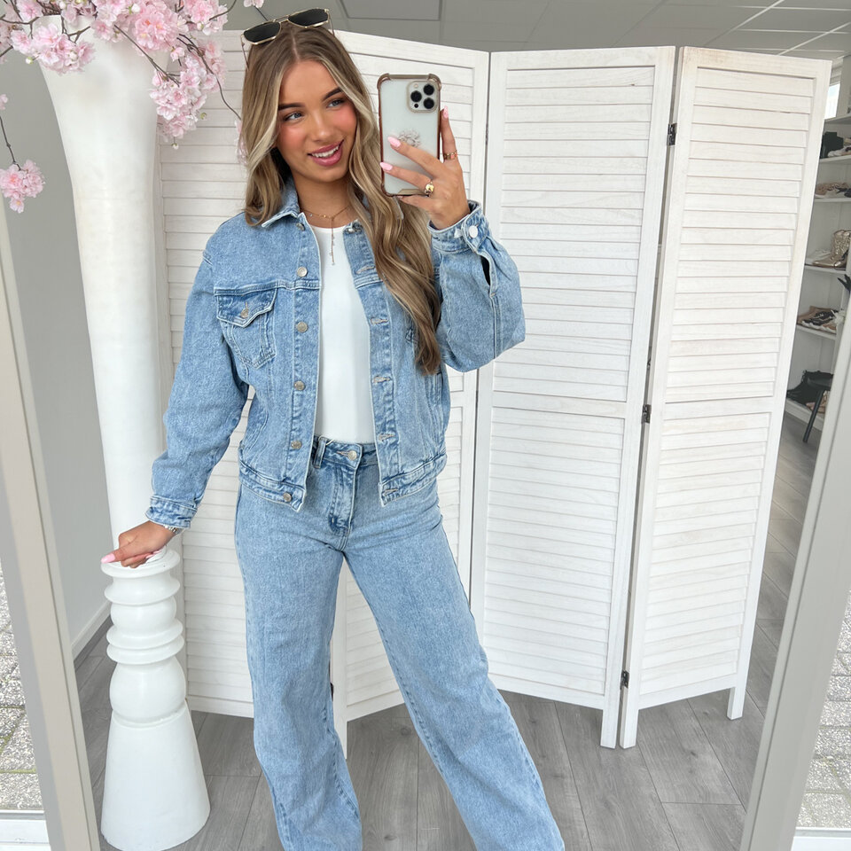 Shauni Wide Leg Jeans Blauw