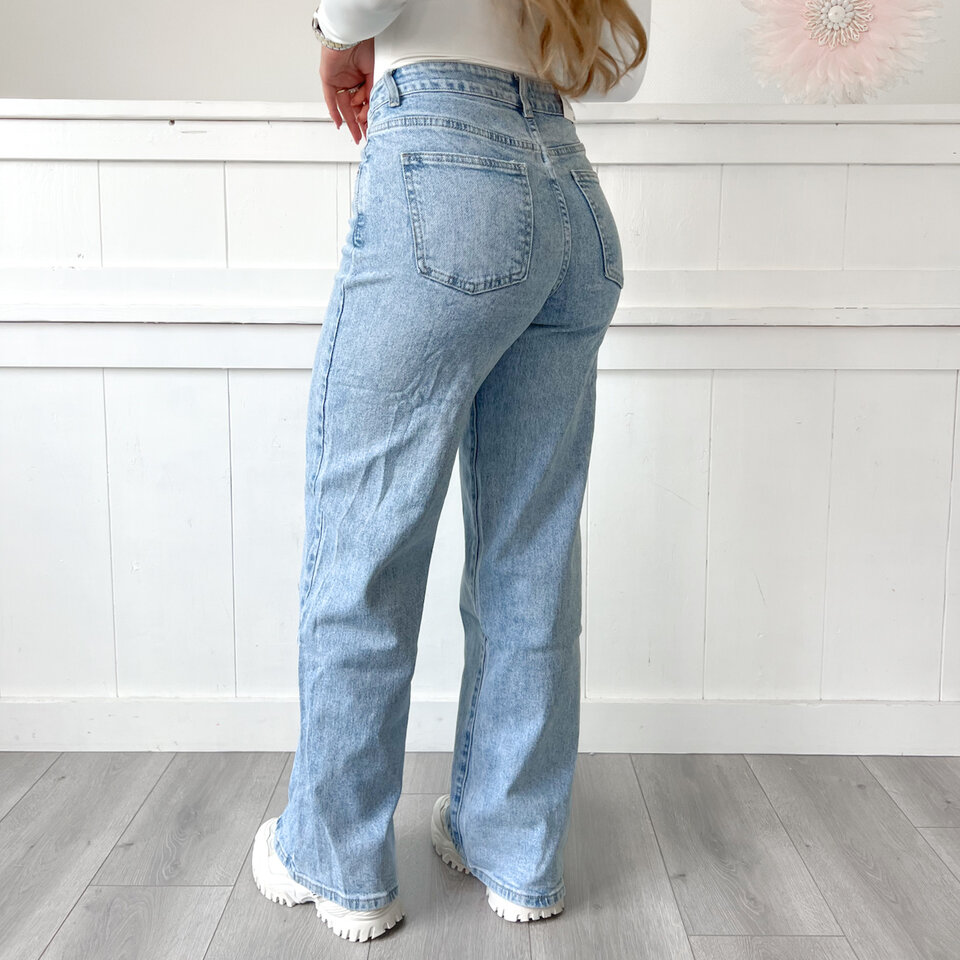 Shauni Wide Leg Jeans Blauw