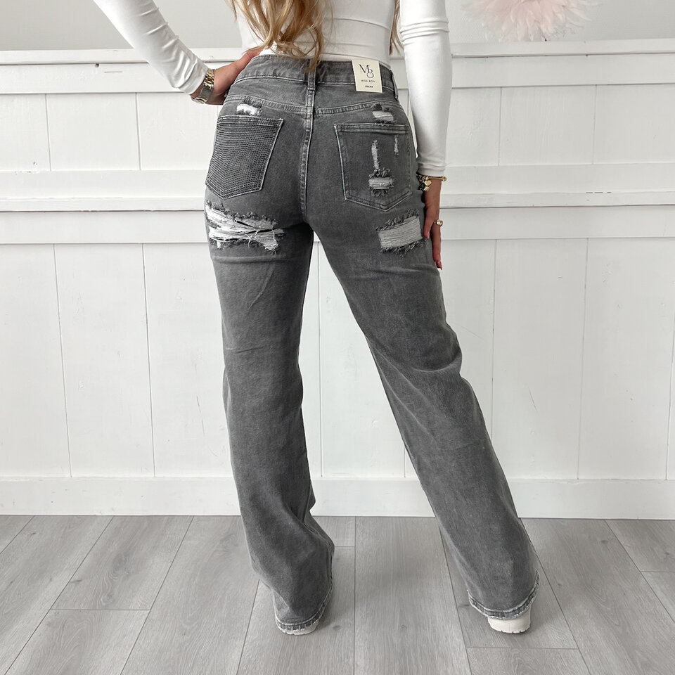 Anna Wide Leg Jeans Grijs