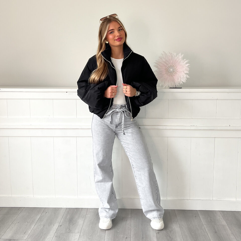 Puffer Bomber Jacket Zwart