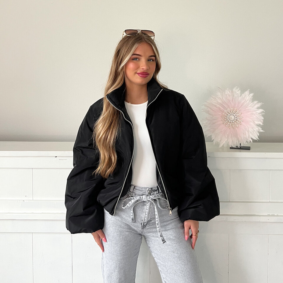 Puffer Bomber Jacket Zwart