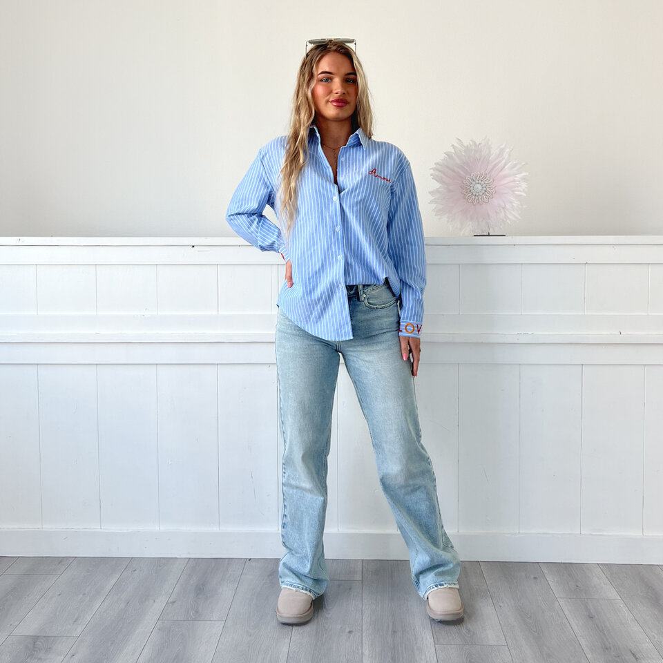 AMOUR Strepen Blouse Blauw