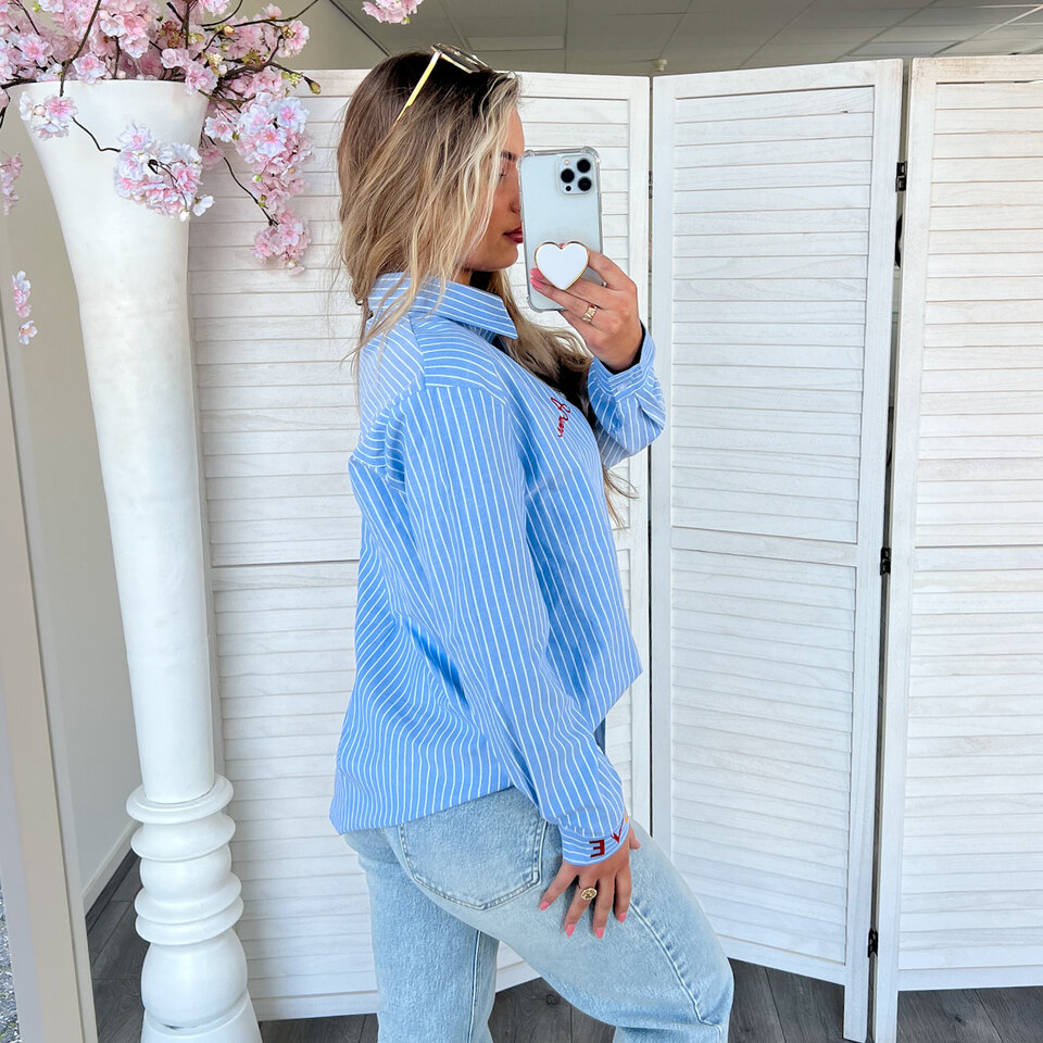 AMOUR Strepen Blouse Blauw
