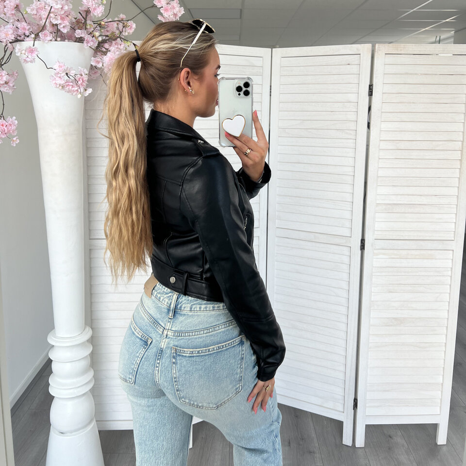 Mandy Leren Jacket Zwart