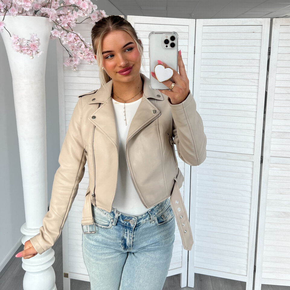Mandy Leren Jacket Beige